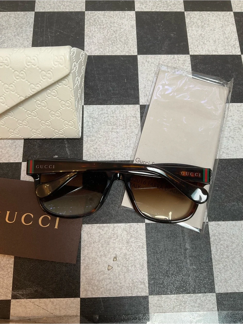 Gucci Kids Brown Gradient Square Sunglasses with Gold Accents